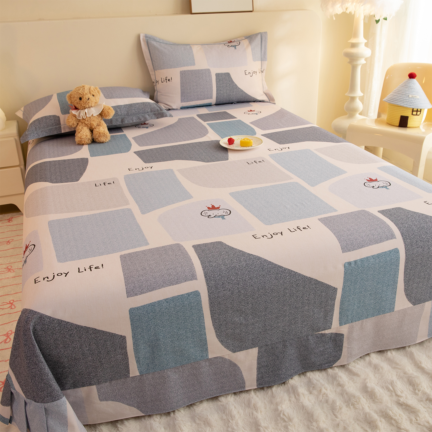 秋冬季ins简约100全棉加厚磨毛床单单件1.5m1.8米A类纯棉被单学生 - 图0