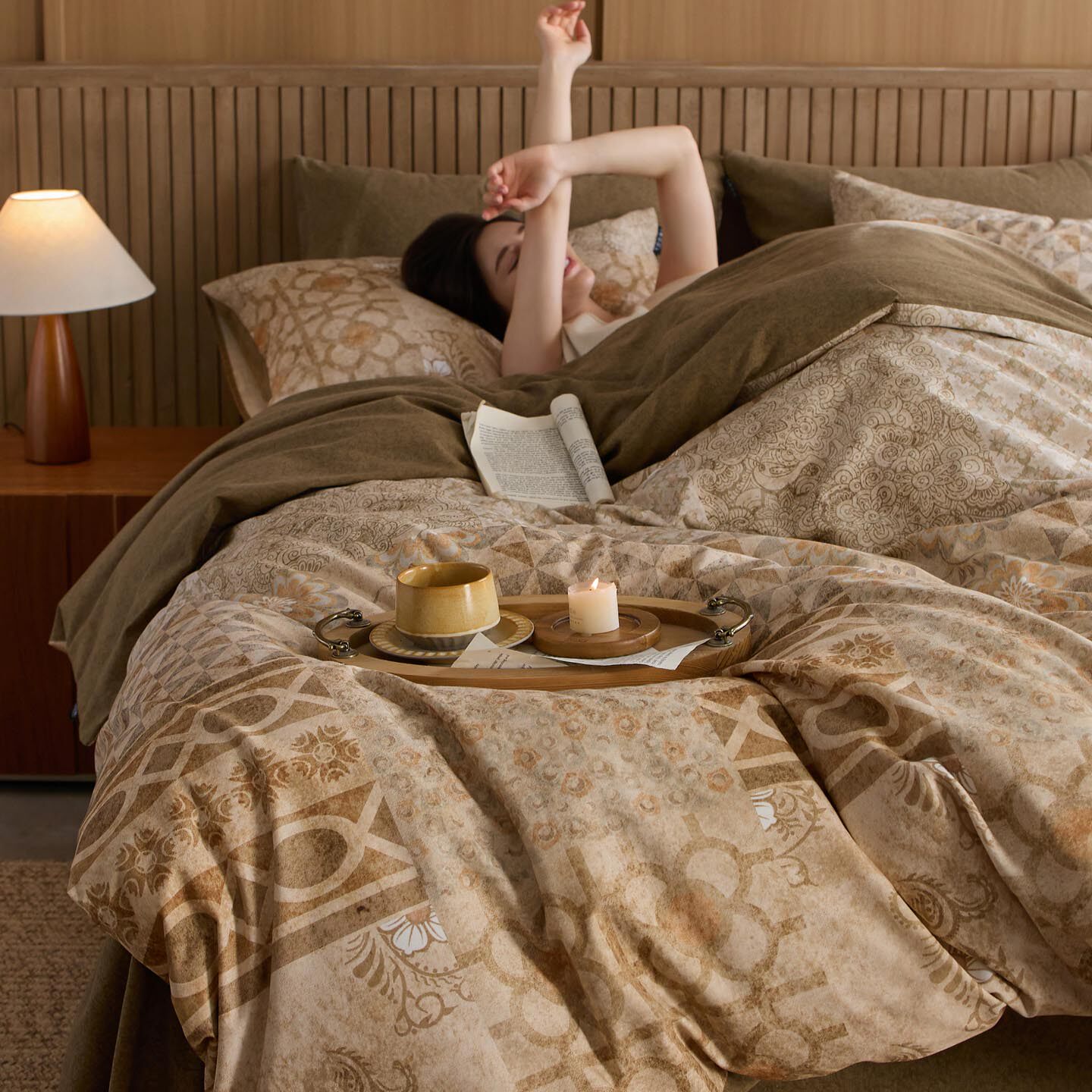 复古轻奢风加厚全棉磨毛四件套纯棉加厚被套床单高级感秋冬季床品