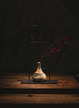 创意手作中式铁艺花架桌面装饰花瓶背景摆件置物架花盆架子