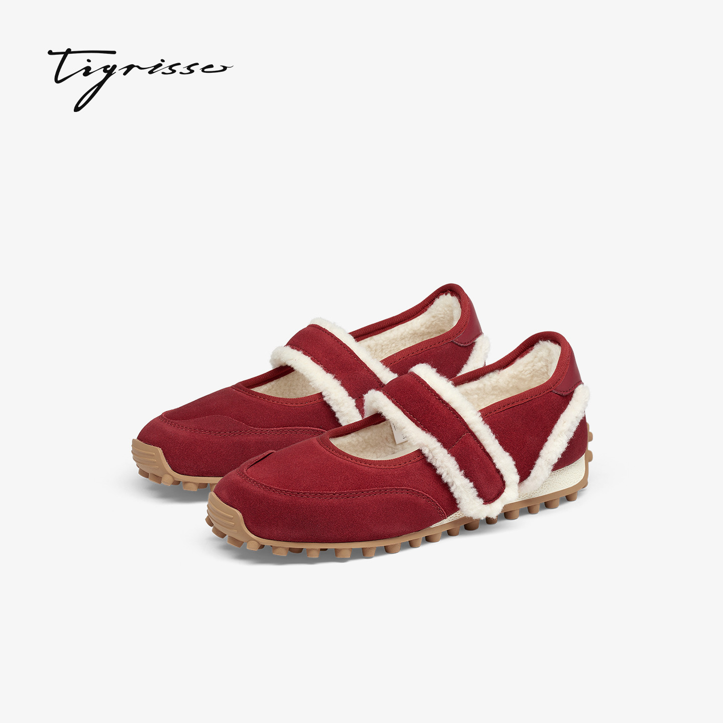 可丽饼蹀愫26春新加绒红色毛毛玛丽珍豆豆底保暖女棉鞋T76188Y-01,淘宝优惠券,粉丝福利购,淘宝优惠卷