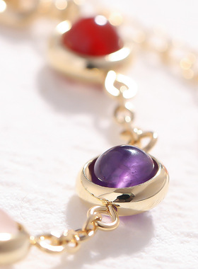 水晶手链女韩版甜美森系七彩转运珠ins精致版彩虹糖珠子手链