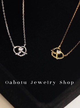 爱心碱水结锆石项链/耳钉·通体925纯银材质