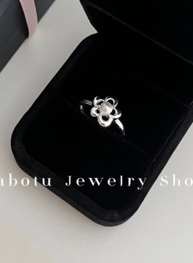 珍珠花朵戒指（通体925纯银，开口可调节）ins韩系小众修饰手型