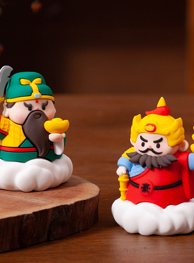 武财神爷可爱关公赵公明招财办公室电脑工位桌面小摆件车载装饰品