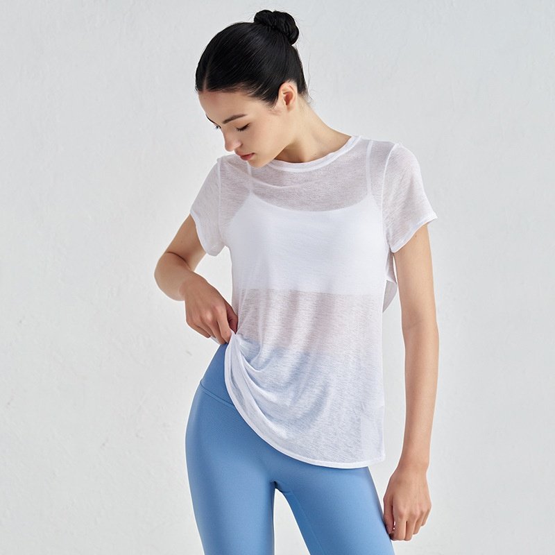 新竹节纱夏季健身短袖透气瑜伽T恤镂空美背运动上衣女瑜伽服圆领,淘宝优惠券,粉丝福利购,淘宝优惠卷