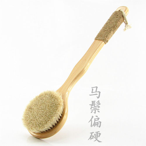 长柄猪鬃硬毛刷马鬃软毛刷洗澡刷搓后背刷干湿两用刷搓澡刷清洁刷 - 图0