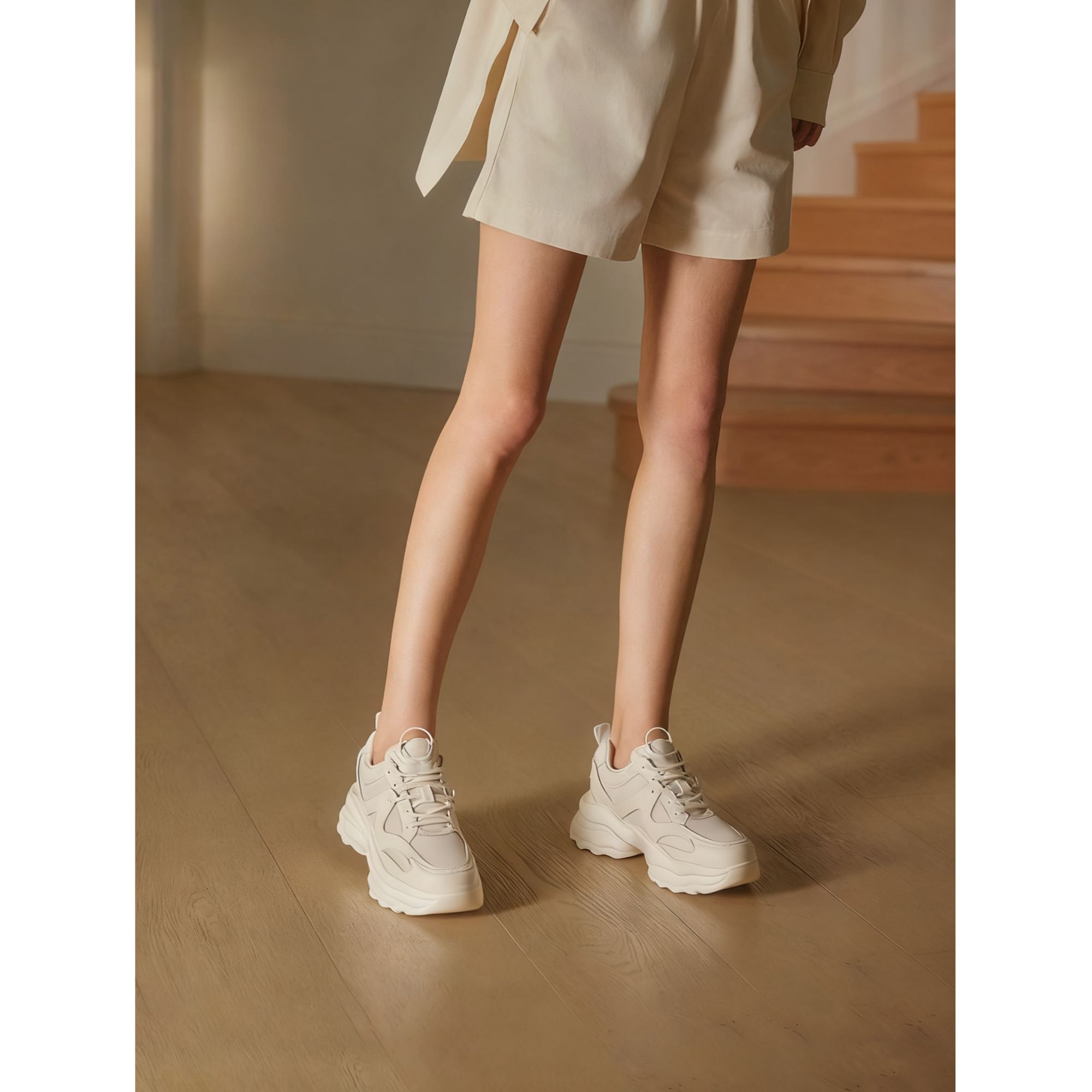 赵露思同款椰椰奶冻老爹鞋女款2025秋冬季新款厚底休闲运动小白鞋 - 图1