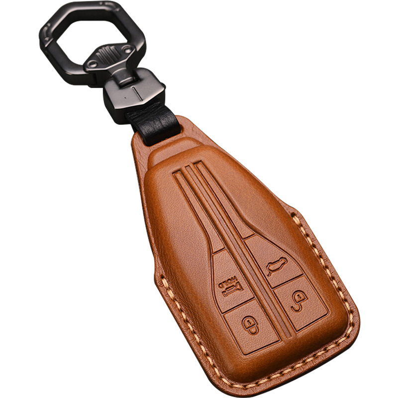 适用于红旗钥匙套H9钥匙包HS7汽车遥控器钥匙扣HS5壳H5车真皮专用-图3