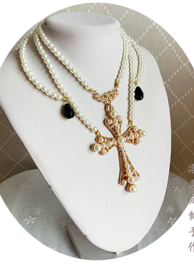 洛丽塔哥特风多层欧式复古锁骨链