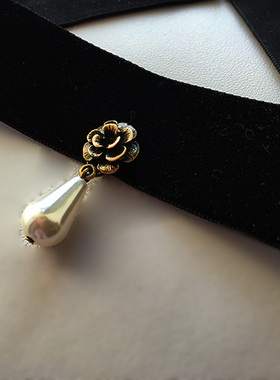 黑丝绒项链玫瑰吊坠潮流日韩欧美