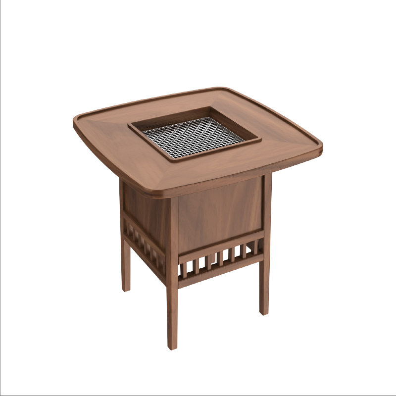 九间房宝盖围炉桌黑胡桃木实木电陶炉炭炉围炉煮茶多功能茶桌,淘宝优惠券,粉丝福利购,淘宝优惠卷