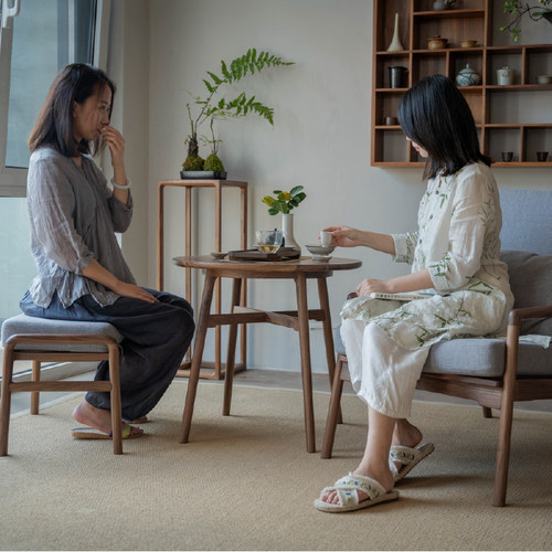 九间房告别款北美黑胡桃木休闲椅实木单人沙发椅家用新中式躺椅 - 图1