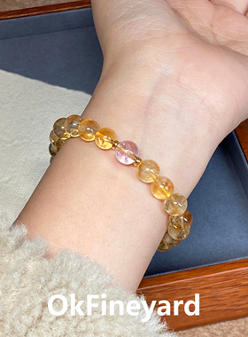 OkFineyard天然黄塔晶招财手串女小众设计紫水晶旺财手链轻奢高级
