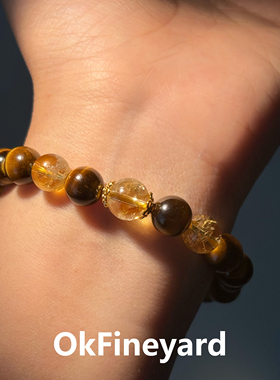 OKFineyard天然虎眼石手串女轻奢高级感黄塔晶招财旺财运水晶手链