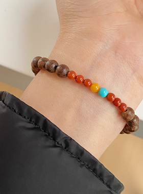 OkFineyard【山上有座庙】金丝檀木串珠手串女小众设计中国风手链