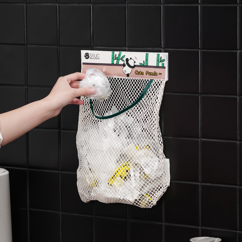日本厨房垃圾袋收纳神器壁挂式大容量储物袋塑料袋收纳魔术贴网兜