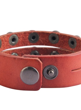 暗扣开封手链 复古朋克皮手链 古银铆钉手镯 潮流时尚情侣手环