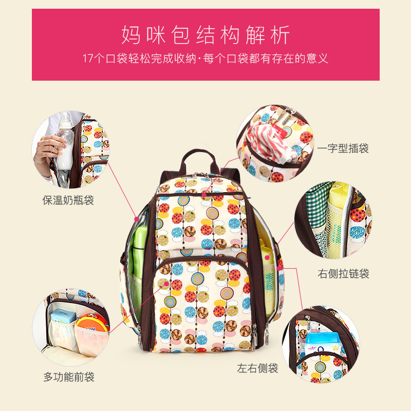 妈咪包女2019新款轻便手提双肩包 乐福思母婴妈咪包/袋