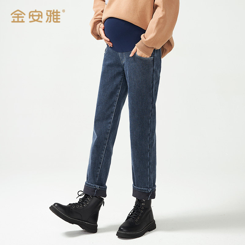 孕妇裤子女秋冬外穿2021新款牛仔裤 金安雅孕妇打底裤