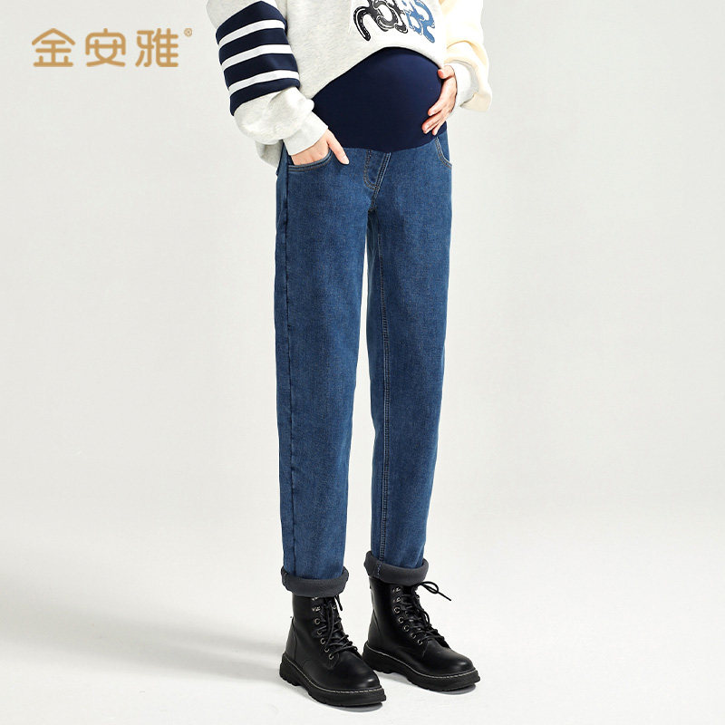 孕妇裤子女秋冬外穿2021新款牛仔裤 金安雅孕妇打底裤