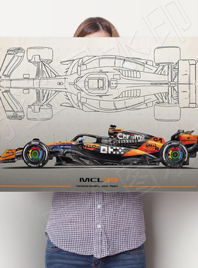 2025F1迈凯伦mcl39赛车装饰画大学寝室墙贴壁画生日礼物挂画