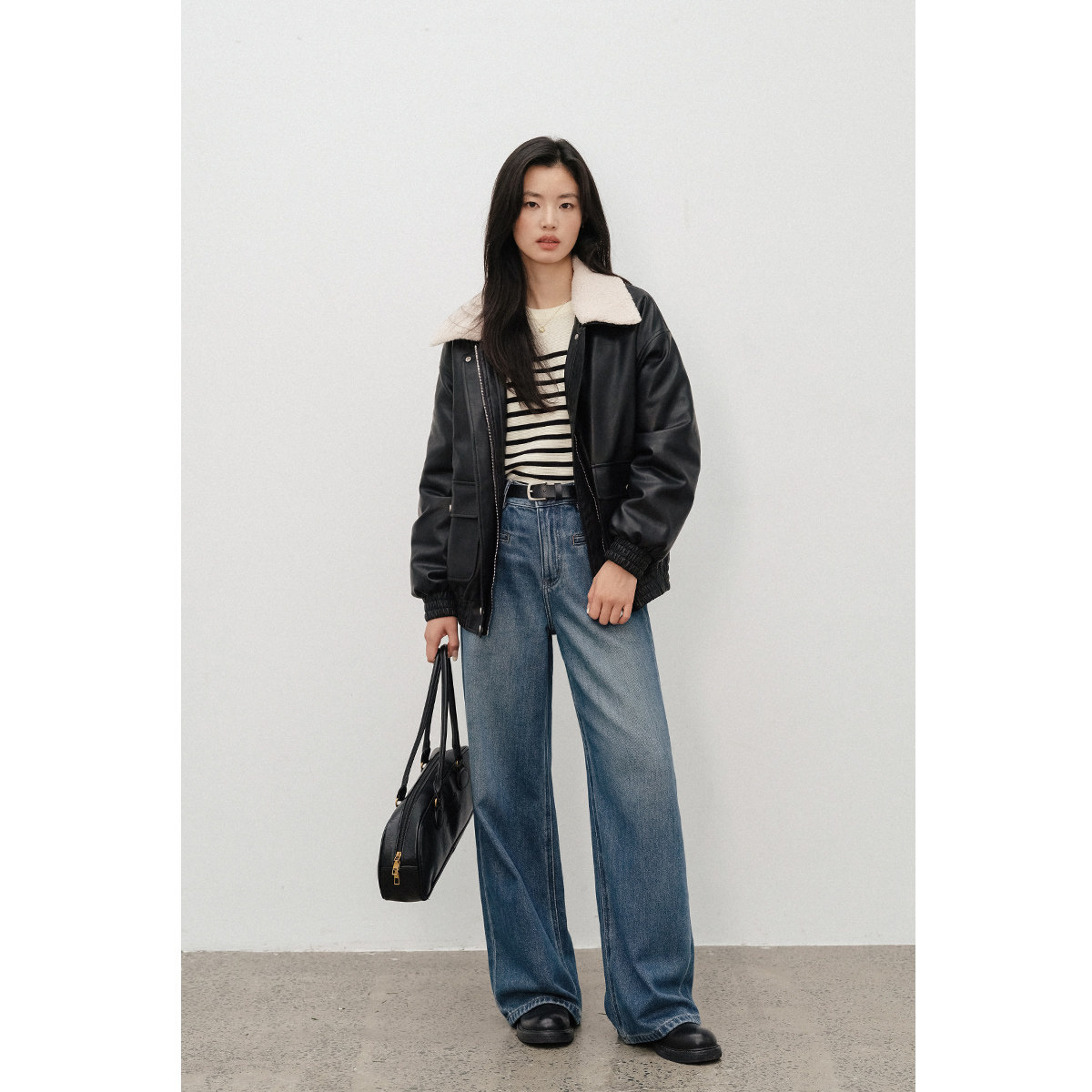 弥古黑色秋冬加厚夹棉皮毛一体外套女皮衣宽松短款时尚休闲机车服,淘宝优惠券,粉丝福利购,淘宝优惠卷