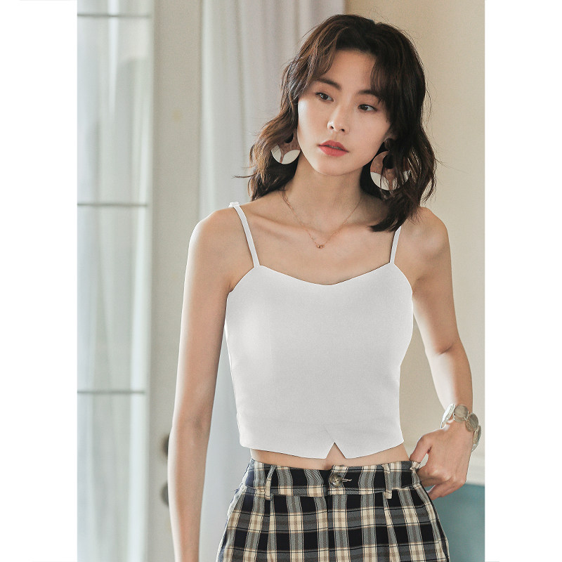 弥古黑色带胸垫西装内搭小女夏吊带 弥古背心吊带