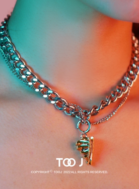 TOOJ肋骨造型心形吊坠金银双色