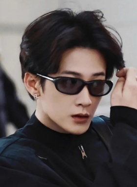 檀健次同款美式复古猫眼未来感太阳镜Y2K千禧风防紫外线潮男墨镜