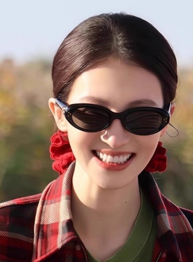 金晨同款墨镜女高级感2025新款猫眼椭圆小框防紫外线近视太阳眼镜