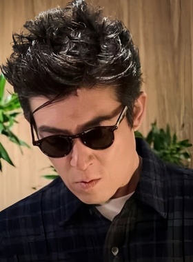 陈冠希同款复古圆框太阳墨镜男高级感痞帅防紫外线近视可配带度数