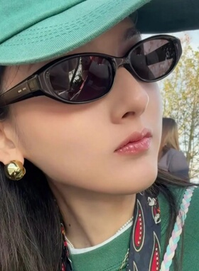 宋祖儿同款复古小猫眼墨镜女高级感窄框显脸小防紫外线太阳镜男潮