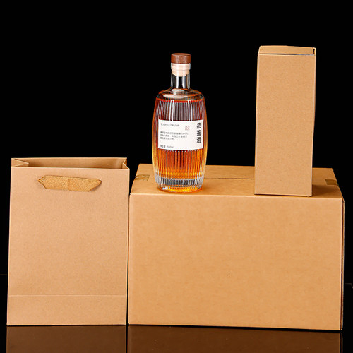 包邮橡木桶原木盖高档果酒一斤装竖条纹精品白酒瓶自酿果酒瓶套装 - 图1