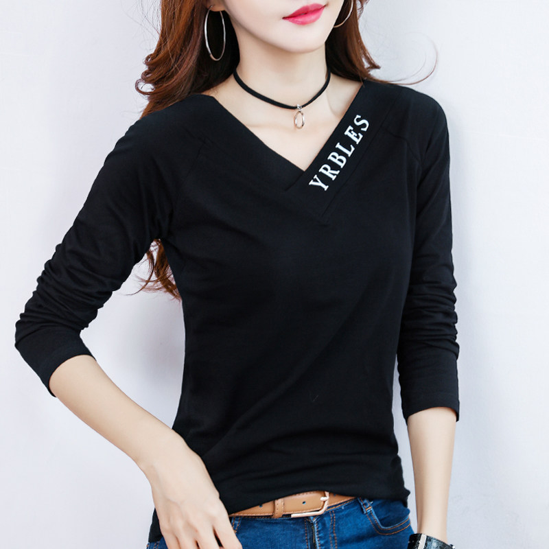 洋气春秋黑色长袖2020年新款t恤 轩凌子T恤