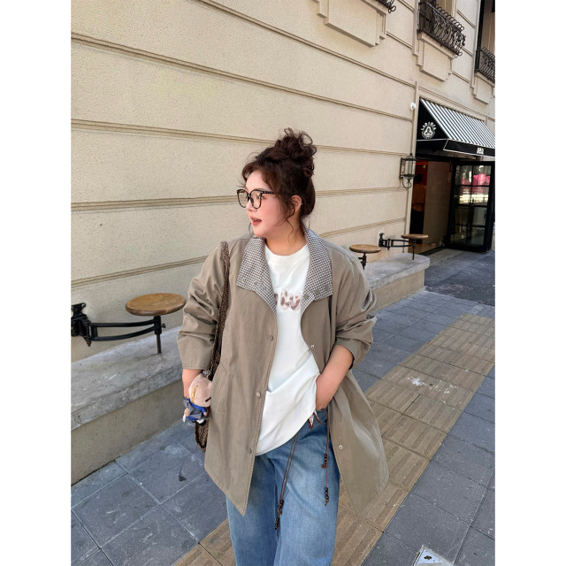 Lao Zhang and Little Fatty PONGKIKI Paris Old Dream Silhouette Windbreaker British Style High-quality Lapel Coat