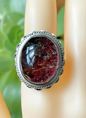 天然水晶戒指绿幽灵戒指巴西绿幽灵彩幽灵戒指半盆手工银包女礼物