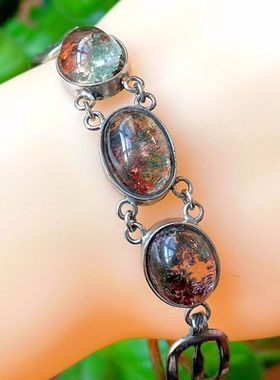 天然水晶手链绿幽灵手链没计款巴西彩幽灵四季幽灵三连颗生日礼物