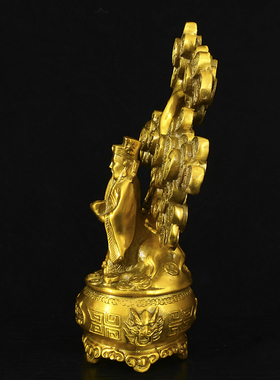 黄铜摇钱树摆件财神爷金钱树旺财宝树发财树家居办公室装饰品摆件