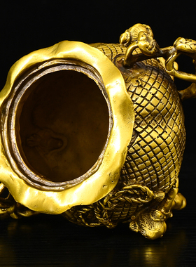 童子运宝香熏炉 聚宝盆摆件 黄铜存钱罐店铺储蓄罐办公室装饰送礼