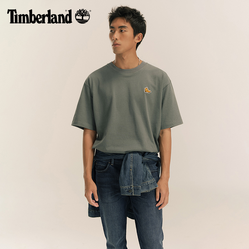 Timberland添柏岚官方男女同短袖T恤夏季舒适宽松加厚A5Z5U - 图0