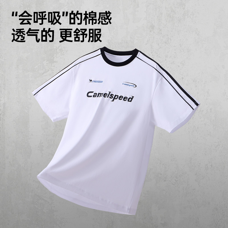 骆驼男装短袖2026春夏新款户外运动速干圆领半袖t恤美式复古上衣