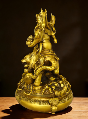 黄铜赵公明武财神聚宝盆家居摆件