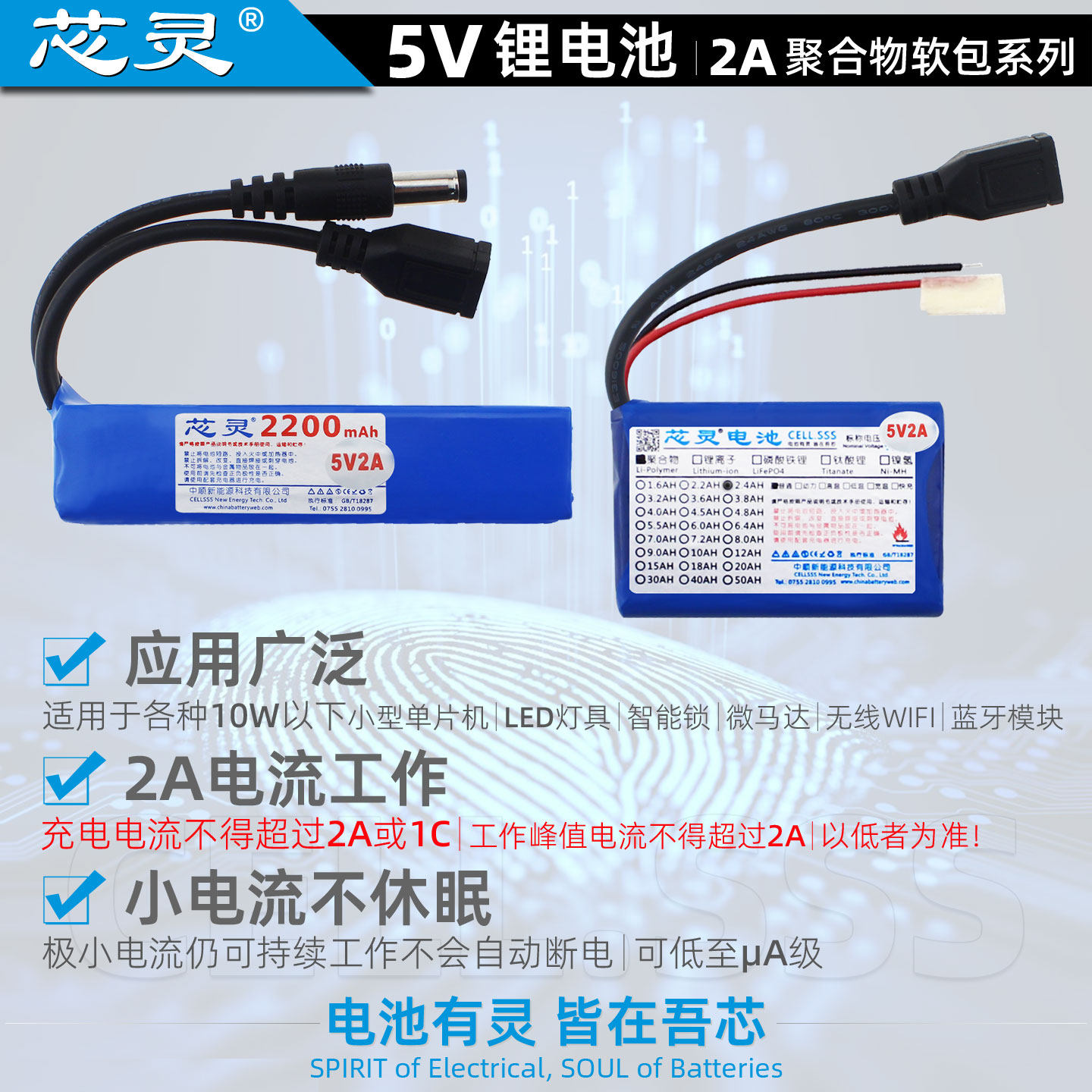 Xinling 5V constant voltage polymer lithium battery 2A high current