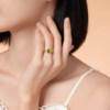 Safir Sugar Cube Series Green Time Pure Gold Green Zirconia Ring Hard Gold Gold Ring as a Gift for Your Girlfriend