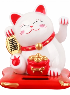 太阳能充电招财猫摆件网红招手