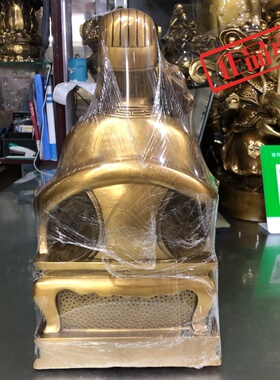 ㊣步步莲花 黄铜山神家居摆件