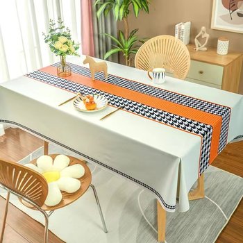 High-end light luxury tablecloth waterproof and oil-proof no-wash ins style rectangular fabric pvc tablecloth tablecloth dining table mat