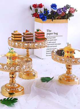 现货欧式跨境水晶是手工创意甜品台展示架摆件甜点糕点托盘摆放