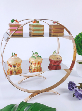 欧式现货跨境水晶是手工创意甜品台展示架摆件甜点糕点托盘摆放
