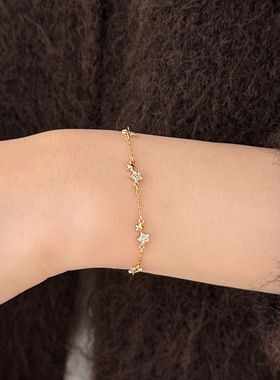 S925纯银超甜美百搭星星手链女韩